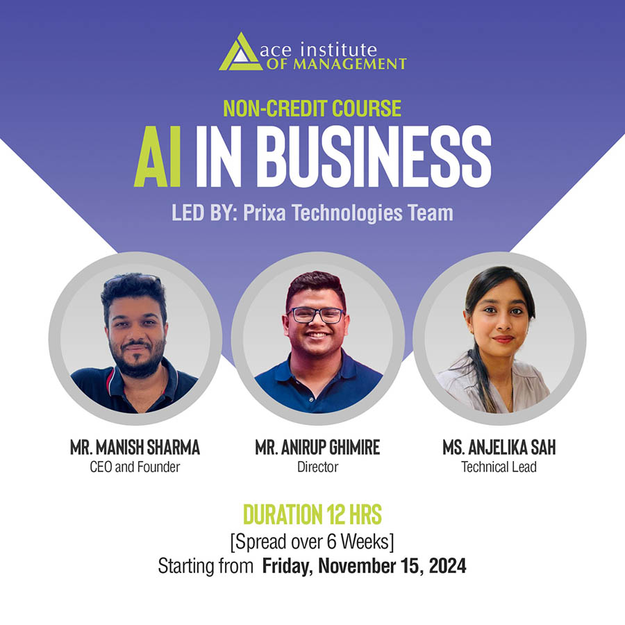 Non-credit course on ‘AI in Business’  for Ace Graduate students